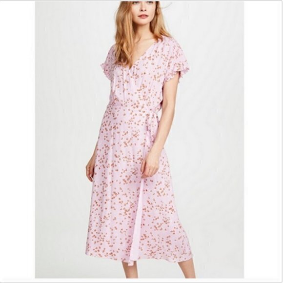 Joie Light Pink Short Sleeve Bethwyn Wrap Dress - Picture 1 of 11
